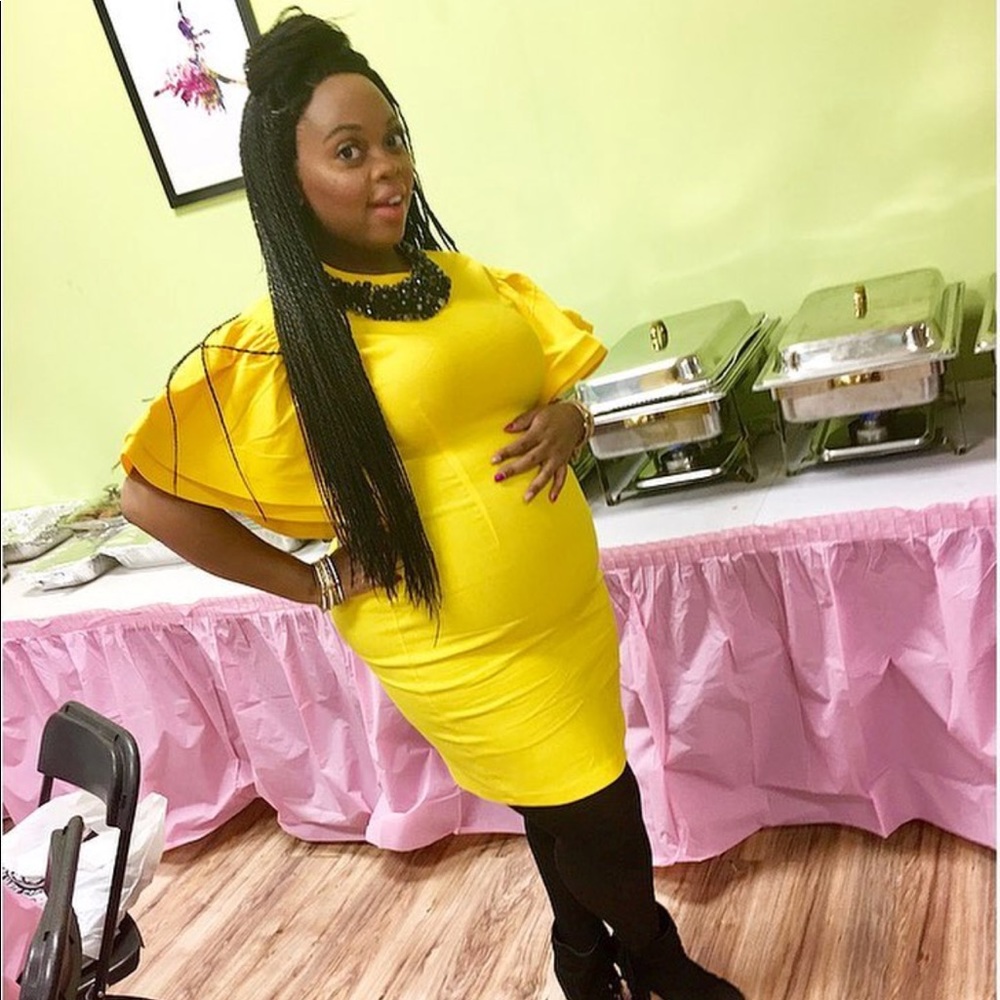 Knee length butterfly sleeve midi dress